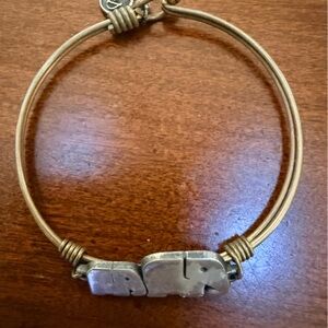 Silver Elephant Mother and Baby Bracelet
